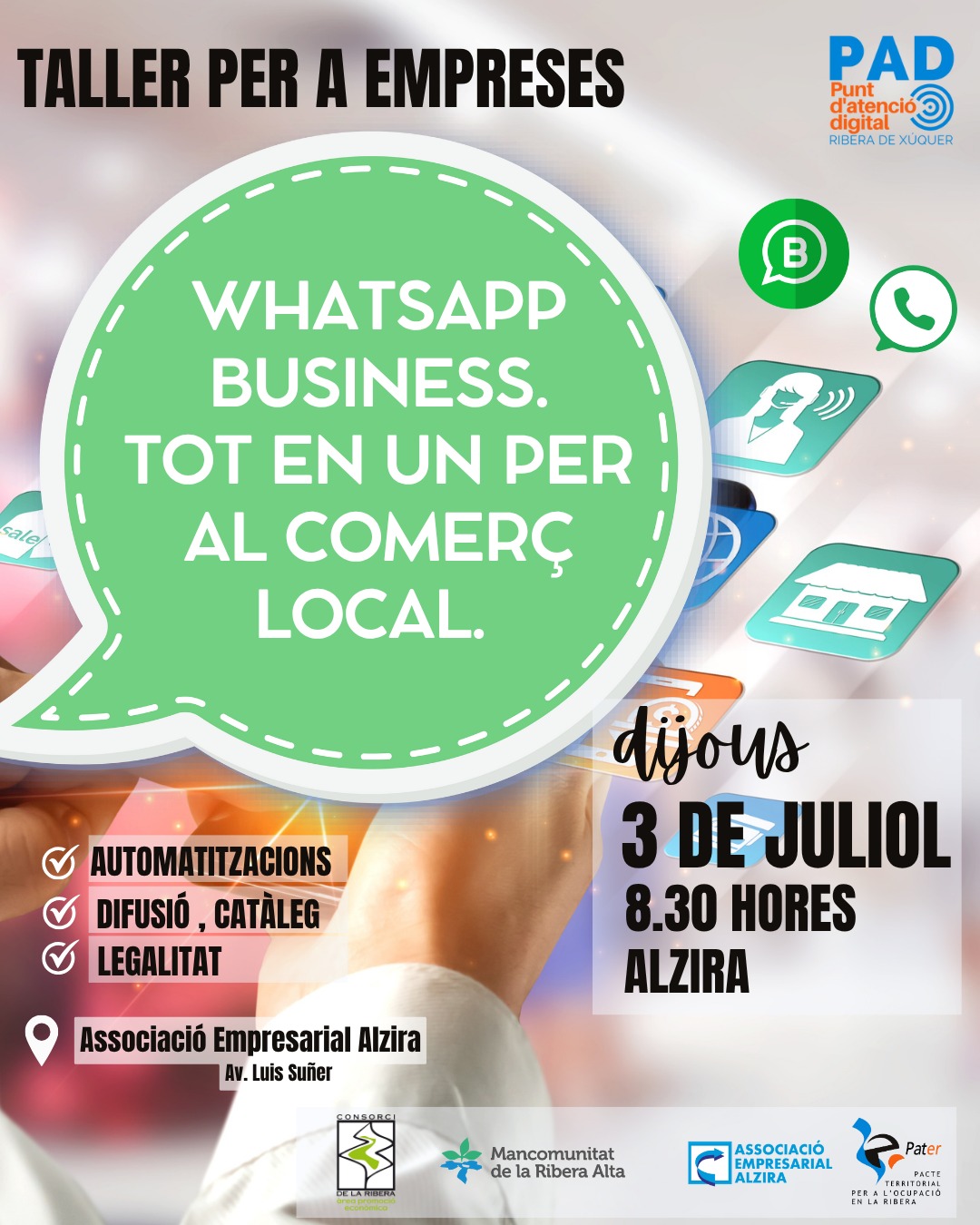 Taller WhatsApp Business, tot en un per al comer� local. Alzira