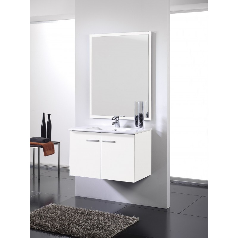 Mueble de ba�o blanco-2 puertas-Suspendido. Incluye Lavabo (Ref: queen108bl)