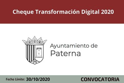 Cheque Transformaci�n Digital COVID19 para ayudar a aut�nomos y pymes de Paterna