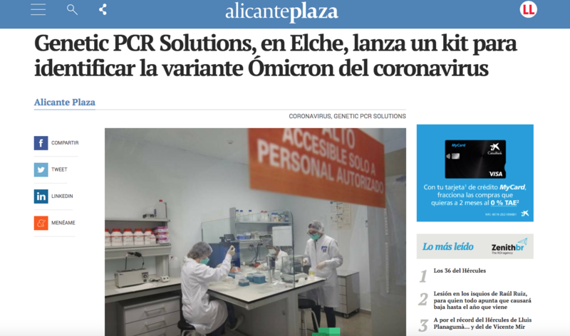 Genetic PCR Solutions, en Elche, lanza un kit para identificar la variante �micron del coronavirus